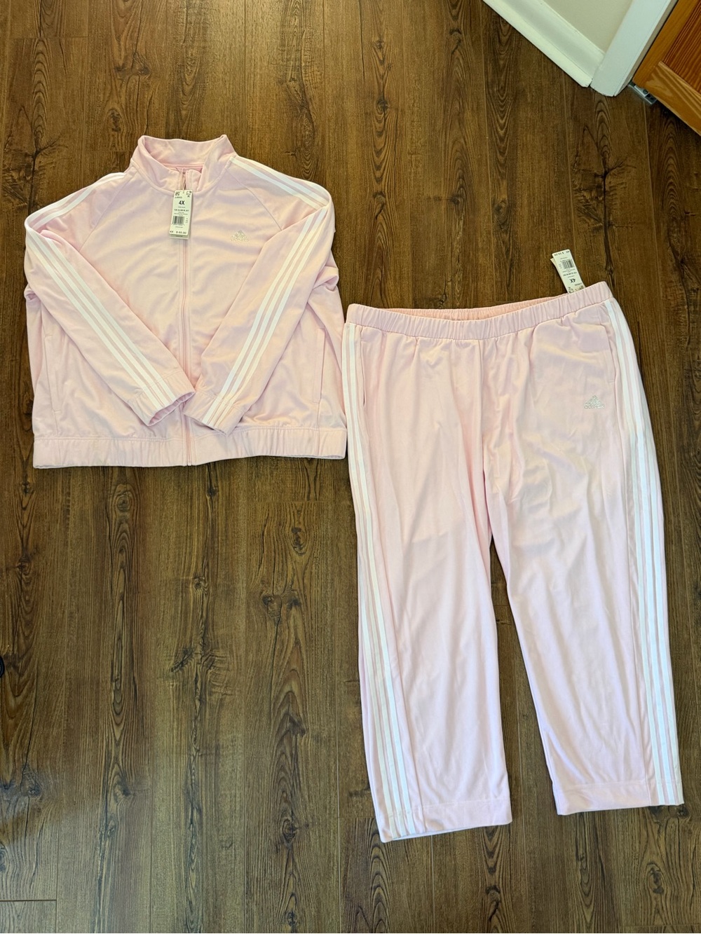 NWT Adidas Women Y2K Glam In Velour Tracksuit Set Pink Jacket Pants 4X JJ0553